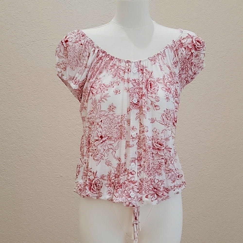 Agenda Floral Off-Shoulder Pullover Top - SIze Small